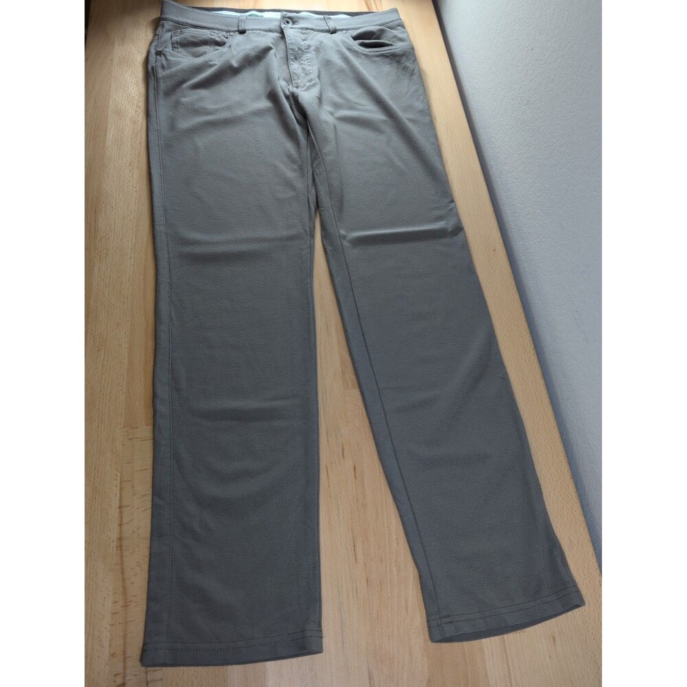 Brax Chuck Mens 34x31 High Flex Jersey Pants Tope Gray Brown 5-Pocket Trousers